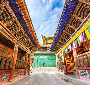 Kumbum Monastery — one of the six great monasteries of the Gelug school of Tibetan Buddhism
